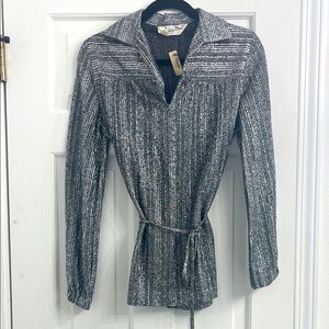 NWT Vintage Judy Bond 70s metallic blouse retro glam punk rocker steampunk disco